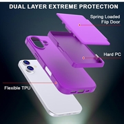 Custodia ibrida per iPhone 17 con specchio nascosto e slot per schede - viola