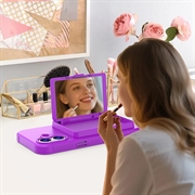 Custodia ibrida per iPhone 17 con specchio nascosto e slot per schede - viola
