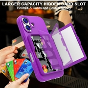 Custodia ibrida per iPhone 17 con specchio nascosto e slot per schede - viola