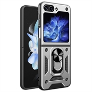 Custodia Ibrida Samsung Galaxy Z Flip6 con Supporto ad Anello - Color Argento