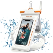 Custodia galleggiante impermeabile IPX8 per telefono con doppio scomparto - 7.5" - Bianca