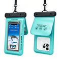 Custodia galleggiante impermeabile IPX8 con doppio scomparto - 7.5" - Ciano