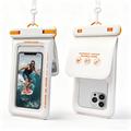 Custodia galleggiante impermeabile IPX8 per telefono con doppio scomparto - 7.5" - Bianca