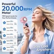 Ventilatore portatile TEC con raffreddamento ad aria JF166 a 199 velocità - Rosa