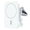 JJT-987 Caricabatterie wireless magnetico da 15W con supporto da auto e clip per bocchetta di ventilazione - Compatibile con MagSafe - Bianco