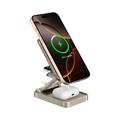 Caricabatterie wireless magnetico pieghevole in lega di alluminio 3 in 1 JJT-C42 Qi2 - 15W - Titanio