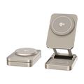 Caricabatterie wireless magnetico pieghevole in lega di alluminio 3 in 1 JJT-C42 Qi2 - 15W - Titanio
