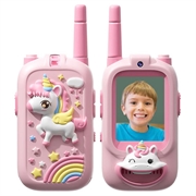 JK200 Video Walkie-Talkie per bambini con telecamera - 2 pezzi. - Unicorno rosa