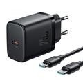 JOYROOM JR-TCF11 Set di caricabatterie da parete rapido da 25 W con cavo da USB-C a USB-C 60W da 1 m, spina UE