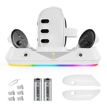 JYS MQ001 Per Oculus / Meta Quest 3 Dock di ricarica magnetica Luce RGB Supporto di visualizzazione per cuffie VR Accessori VR (Confezione aperta - Bulk soddisfacente)