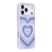 Custodia ibrida magnetica per iPhone 17 Pro Max Jaucase con motivo a cuore - Viola