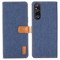 Custodia a Portafoglio Serie Jeans per Sony Xperia 1 V