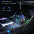 Joyroom JR-CCN19 Caricabatteria da auto da 65W con 3 porte PD e QC - 2 porte USB-C, 1 porta USB-A - Grigio