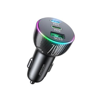 Joyroom JR-CL26 70W Caricabatterie da auto con 3 porte - 2x USB-C, USB-A - Nero