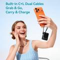 Power bank Joyroom JR-PC1 da 10000mAh con cavi USB-C e Lightning integrati - Nero