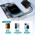 Power bank Joyroom JR-PC1 da 10000mAh con cavi USB-C e Lightning integrati - Nero