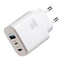 Caricatore da muro Joyroom JR-TG6 GaN a 3 porte da 30W - USB-C/Lightning/USB-A - Bianco