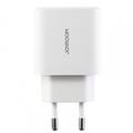 Caricatore da muro Joyroom JR-TG6 GaN a 3 porte da 30W - USB-C/Lightning/USB-A - Bianco