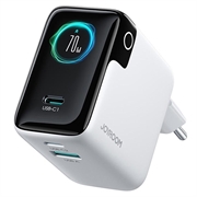 Caricabatterie Joyroom PODIX TF70 da 70W con tecnologia GaN - 2x USB-C, USB-A, display digitale - Bianco
