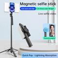 K06 Bastone per selfie magnetico Bluetooth con doppia luce di riempimento - 170cm - Nero