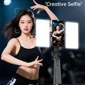 K06 Bastone per selfie magnetico Bluetooth con doppia luce di riempimento - 170cm - Nero