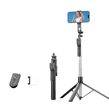 K50 Bluetooth Selfie Stick Treppiede con telecomando TikTok, luce di riempimento a 6 modalità - Nero