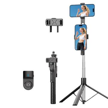 K50 treppiede per selfie con clip per telefono doppio Bluetooth e telecomando - Nero