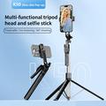 Bastone per selfie/treppiede allungabile K50 con doppio supporto per il telefono - Nero