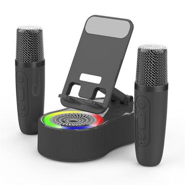 Supporto telefonico rotante K500 con altoparlante Bluetooth e 2 microfoni per karaoke - Nero