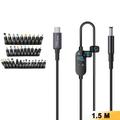 K595-34 Cavo di alimentazione USB-C/CC da 140W - 34 adattatori, display digitale - 1.5m - Nero