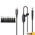 K595-8 Cavo di alimentazione USB-C/DC da 140W - 8 adattatori, display digitale - 1.5m - Nero