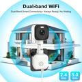 Telecamera di sicurezza da finestra K90 a doppio obiettivo - Doppia visualizzazione 2K, Wi-Fi dual-band, rilevamento delle persone - Bianca