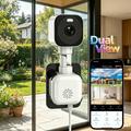 Telecamera di sicurezza da finestra K90 a doppio obiettivo - Doppia visualizzazione 2K, Wi-Fi dual-band, rilevamento delle persone - Bianca