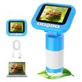 Microscopio digitale KM18 da 2.4" con ingrandimento 1000x per bambini - Blu