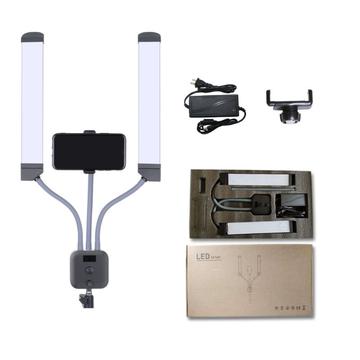 KN176 Luce LED a doppio braccio 3000K-6000K Kit di illuminazione portatile per fotocamera selfie per trasmissioni, riprese, fotografia