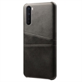 Custodia in Plastica Rivestita KSQ per OnePlus Nord con Tasche per Carte - Nera