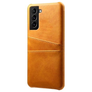 Custodia in Plastica Rivestita KSQ per Samsung Galaxy S22 5G con Tasche per Carte - Arancione