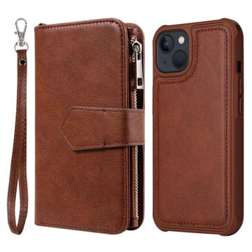 Custodia a Portafoglio Serie KT Multifunctional per iPhone 14 - Marrone