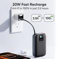 Power bank KUULAA KL-YD120 da 20000mAh con display TFT e cavo USB-C integrato - 45W - Grigio