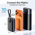 Power bank KUULAA KL-YD120 da 20000mAh con display TFT e cavo USB-C integrato - 45W - Grigio