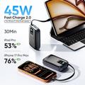 Power bank KUULAA KL-YD120 da 20000mAh con display TFT e cavo USB-C integrato - 45W - Grigio