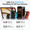 Power bank KUULAA KL-YD120 da 20000mAh con display TFT e cavo USB-C integrato - 45W - Grigio