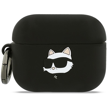 Custodia in silicone AirPods Pro 3 Karl Lagerfeld Choupette Head 3D - Nera