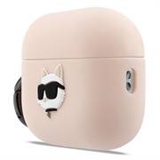 Custodia in silicone AirPods Pro 3 Karl Lagerfeld Choupette Head 3D - Rosa