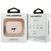 Custodia in silicone AirPods Pro 3 Karl Lagerfeld Choupette Head 3D - Rosa