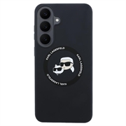 Custodia MagSafe in silicone liquido Karl Lagerfeld Double Heads per Samsung Galaxy S26 FE - Nera