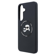 Custodia MagSafe in silicone liquido Karl Lagerfeld Double Heads per Samsung Galaxy S26 FE - Nera