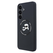 Custodia MagSafe in silicone liquido Karl Lagerfeld Double Heads per Samsung Galaxy S26 FE - Nera