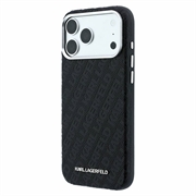 Custodia MagSafe allungata in metallo Karl Lagerfeld Grained Allover Logo per iPhone 18 Pro/17 Pro
