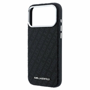 Custodia MagSafe allungata in metallo Karl Lagerfeld Grained Allover Logo per iPhone 18 Pro Max - Nera